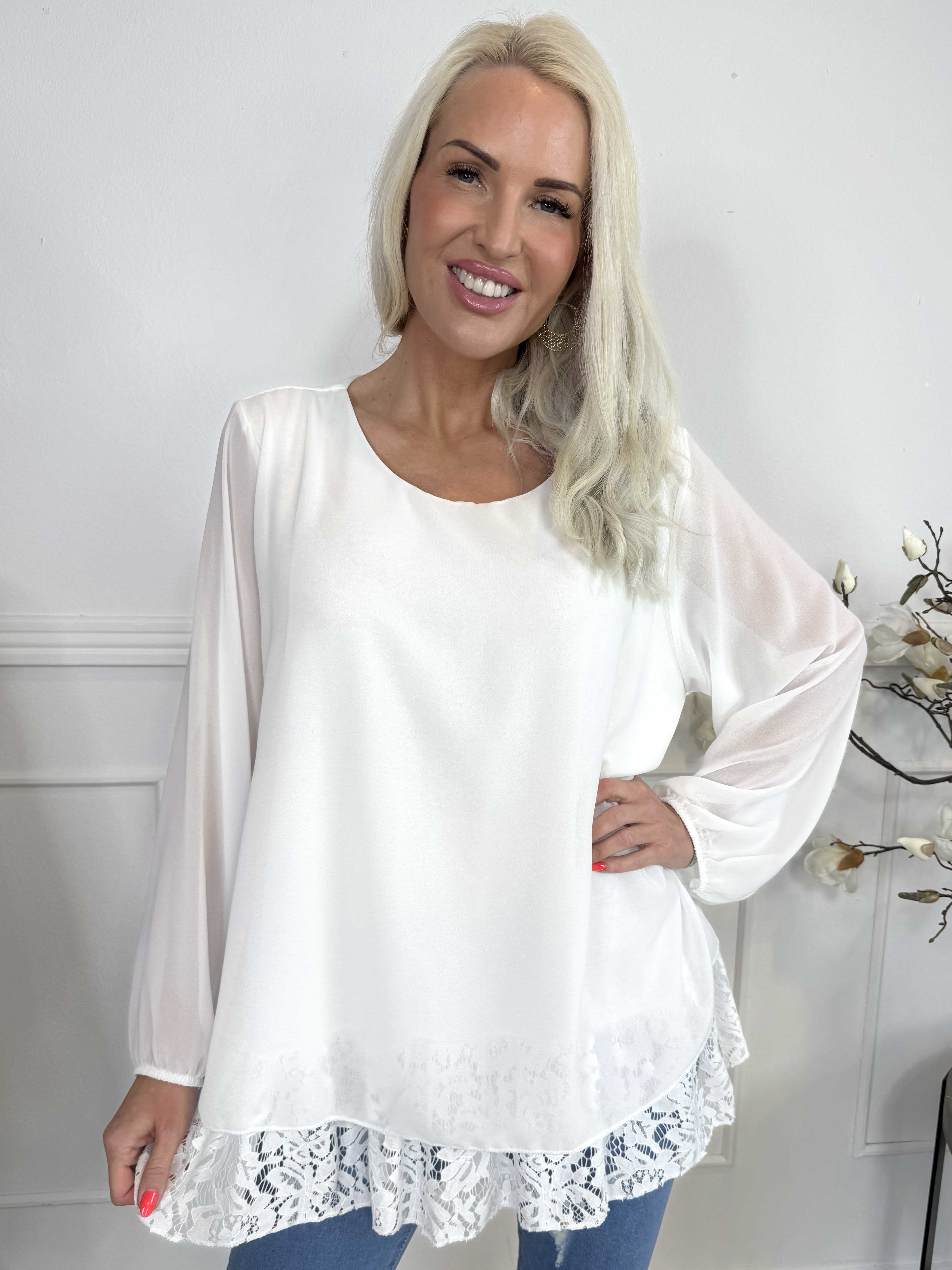 Luby Lace - Tunika i chiffong med spets i nederkant